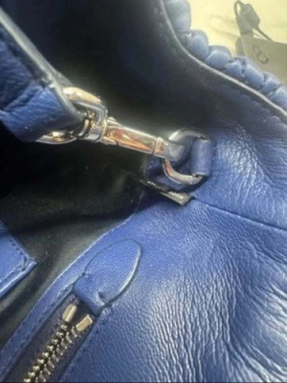 Miu Miu Quilted Blue Leather Satchel with Shoulder Strap
